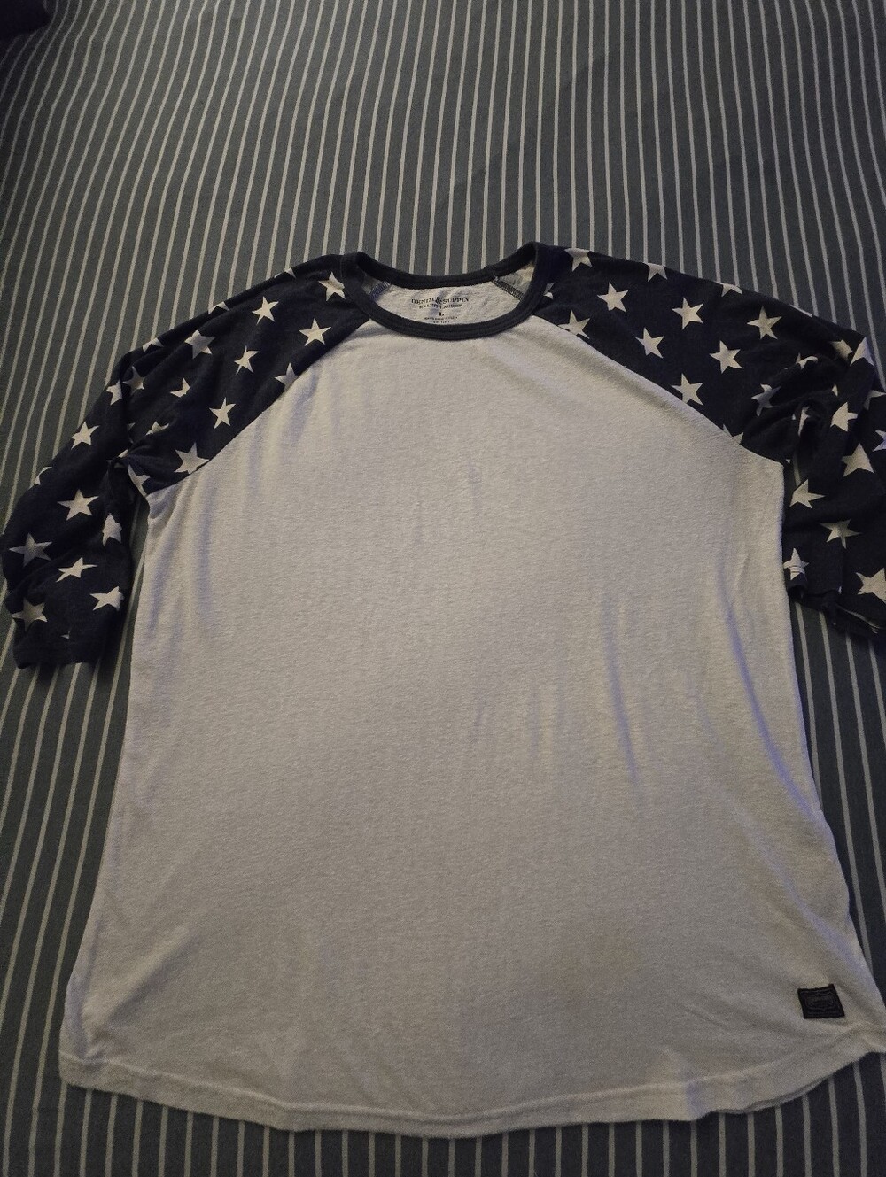 Ralph Lauren White Body Navy Star Raglan Tee